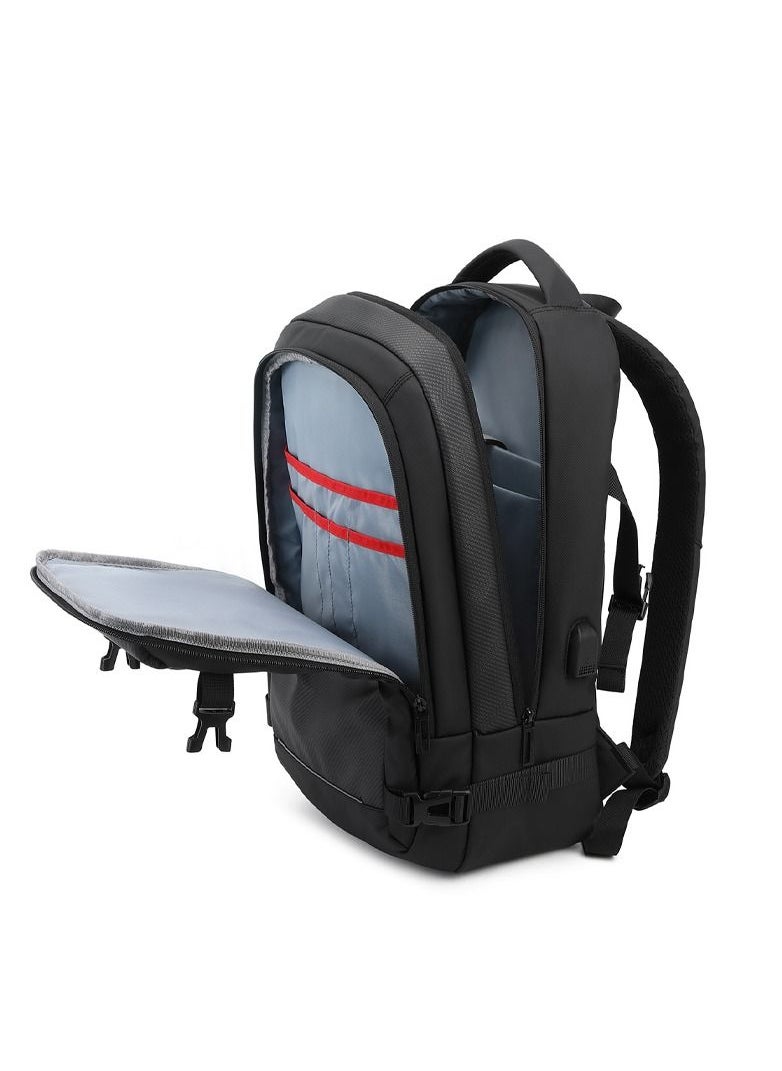 RAHALA - EF92M 15.6-inch Casual Laptop Fashion Business Outdoor Large Capacity Backpack Bag - Black - Image 1