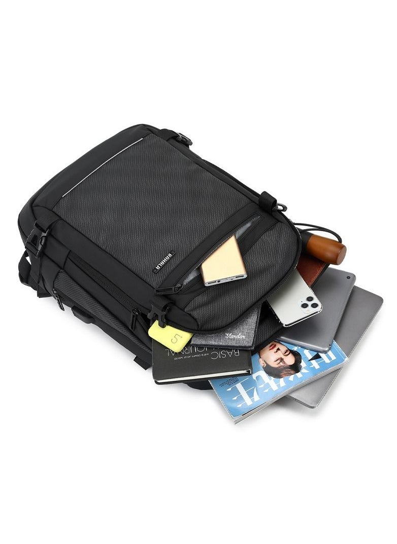 RAHALA - EF92M 15.6-inch Casual Laptop Fashion Business Outdoor Large Capacity Backpack Bag - Black - Image 1