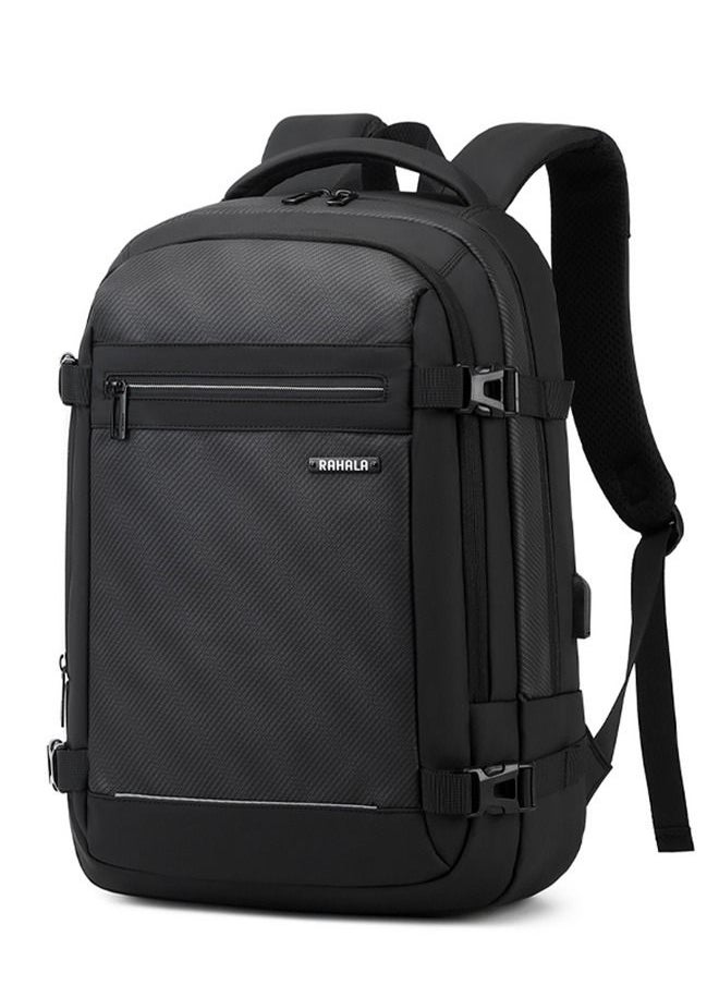 RAHALA - EF92M 15.6-inch Casual Laptop Fashion Business Outdoor Large Capacity Backpack Bag - Black - Image 1