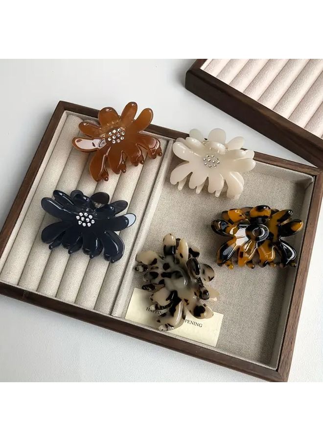 مشبك شعر زهرة الأسيتات البني خفيف الوزن من مادة الجيلي بلون صلب لمشط الحمام - Image 3