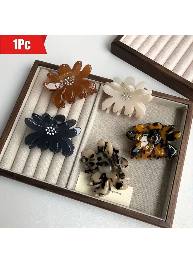 مشبك شعر زهرة الأسيتات البني خفيف الوزن من مادة الجيلي بلون صلب لمشط الحمام - Image 2