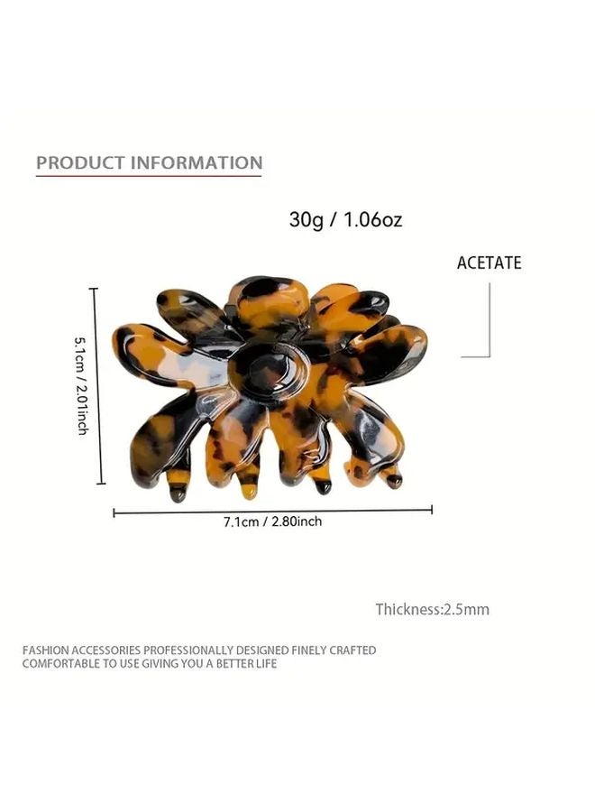 مشبك شعر زهرة الأسيتات البني خفيف الوزن من مادة الجيلي بلون صلب لمشط الحمام - Image 5