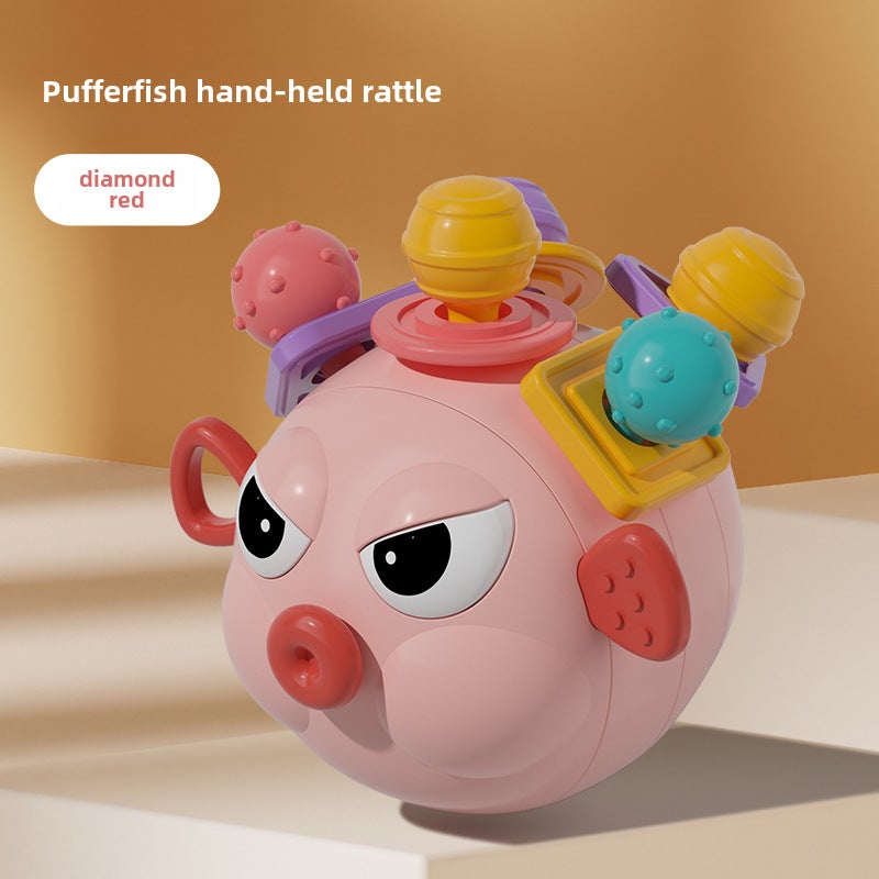 Manhattan Teether Rattle Toy 0-1Y 169-57 pink puffer soft rubber hand ball [bag]]