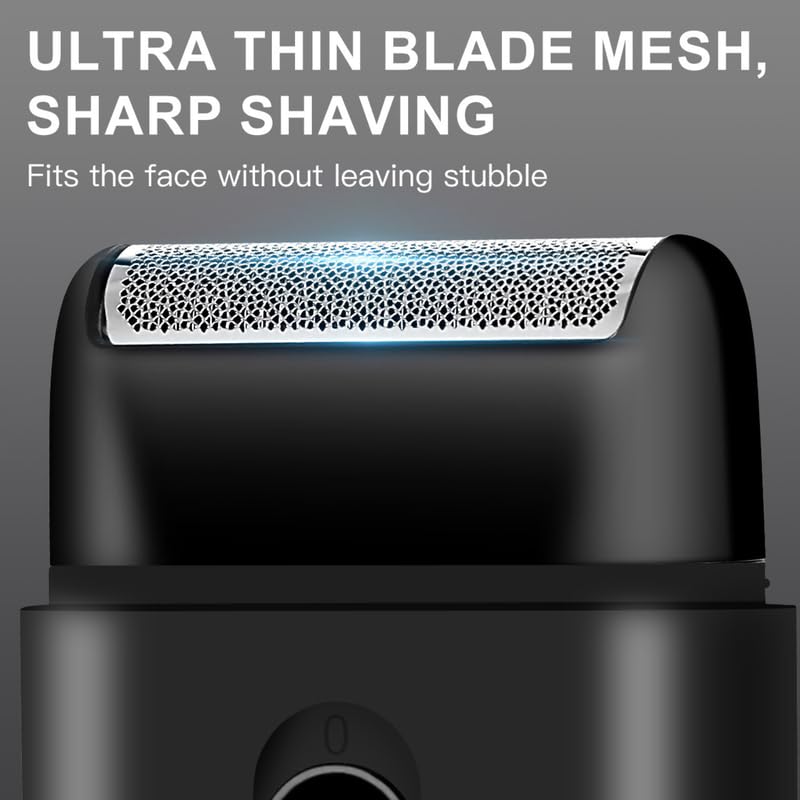 HATTEKER HT-911 Professional Electric Ultra-Thin Shaver Rechargeable Razor for Face Care Beard Trimmer Reciprocating Blade with USB for Men's - Black - Image 5