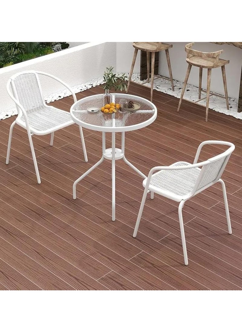 DubaiGallery - Garden Dining Set 3 Piece Outdoor Furniture Patio Dining Table and Chair Balcony Dinner Table Dinner Chair Poly Rattan Anthracite - Image 1