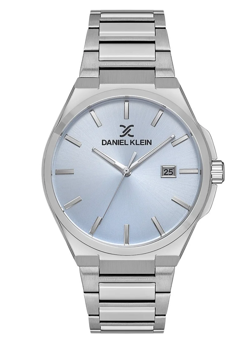 DANIEL KLEIN Men's Stainless Steel Silver Alloy Case Analog Blue Round Sunray Dial Japanese Quartz Premium 50 Meters Water Resistant
