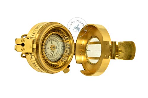 Aasiya Nautical Vintage Style Shiny Brass British Prismatic Military Compass – Nautical Pocket Compass - Image 3
