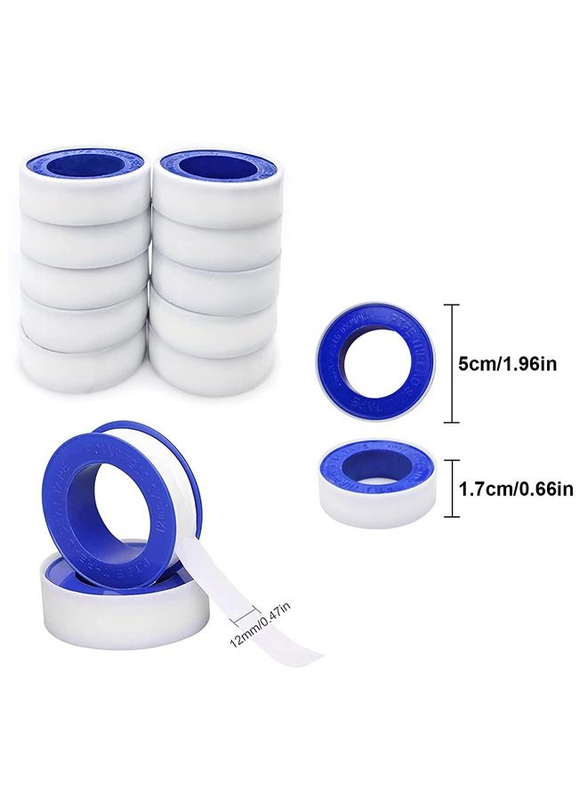 Jaysuing 10 Rolls of Waterproof Raw Material Plumber's Tape for Plumbing Faucet Sealant Tape - Plumbing Tape - Sealing Tape - Thread Sealant Tape - Shower Head Plumber's Tape (12mmx10m) - Image 2