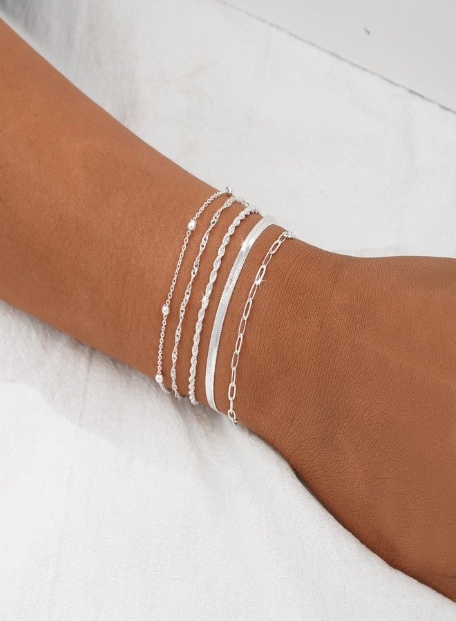 BERISO Gold Bracelets for Women, Elegant Adjustable 14K Gold Plated Bracelet for Women, Trendy Minimalist Dainty Gold Bracelet for Everyday Wear, 5layer B0048-SL, Brass, no gemstone - Image 3
