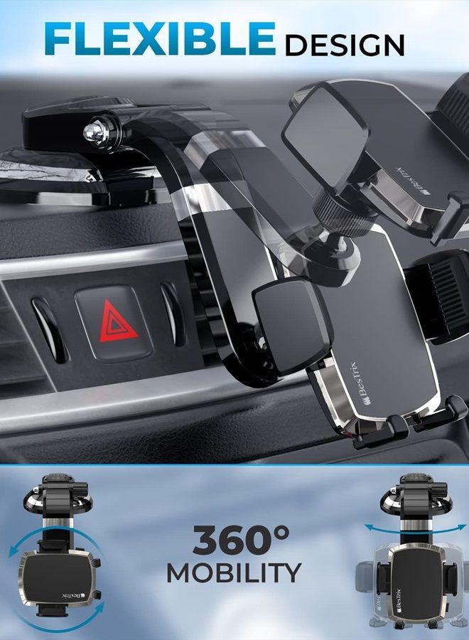 Bestrix Phone Holder for Car, SmartClamp Car Phone Mount | Dashboard Cell Phone Car Phone Holder Compatible with iPhone 14 13 12 11 Pro, Xr, Xs, XS MAX,XR,X, Galaxy S22 S21 S20 & All Smartphones - Image 5