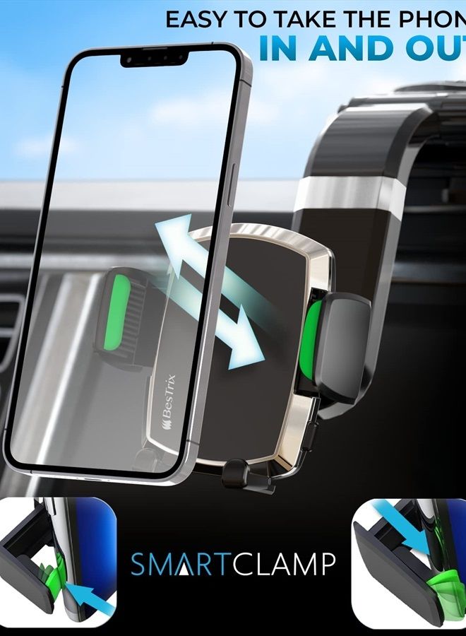 Bestrix Phone Holder for Car, SmartClamp Car Phone Mount | Dashboard Cell Phone Car Phone Holder Compatible with iPhone 14 13 12 11 Pro, Xr, Xs, XS MAX,XR,X, Galaxy S22 S21 S20 & All Smartphones - Image 2