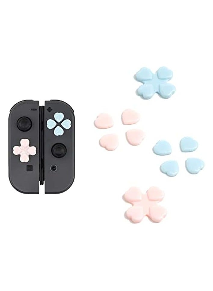 بروماس 4 قطع من أغطية أزرار قبضة الإبهام، أغطية أزرار القلب، غطاء عصا التحكم متوافق مع نينتندو سويتش/OLED - وردي وأزرق - Image 1