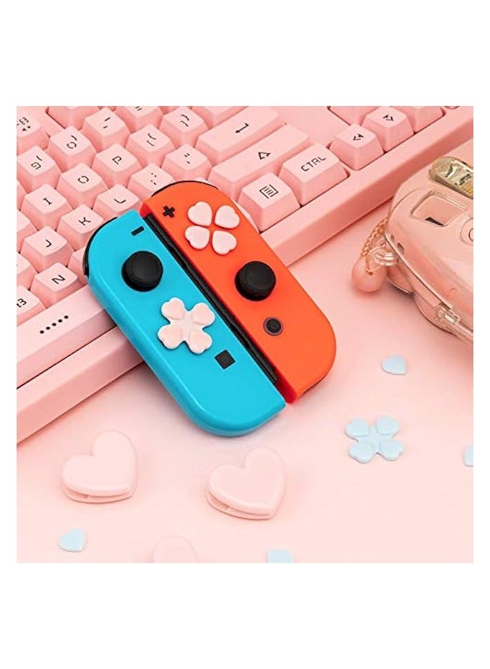 بروماس 4 قطع من أغطية أزرار قبضة الإبهام، أغطية أزرار القلب، غطاء عصا التحكم متوافق مع نينتندو سويتش/OLED - وردي وأزرق - Image 2