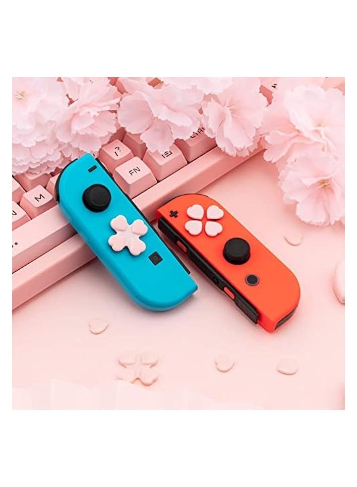 بروماس 4 قطع من أغطية أزرار قبضة الإبهام، أغطية أزرار القلب، غطاء عصا التحكم متوافق مع نينتندو سويتش/OLED - وردي وأزرق - Image 3