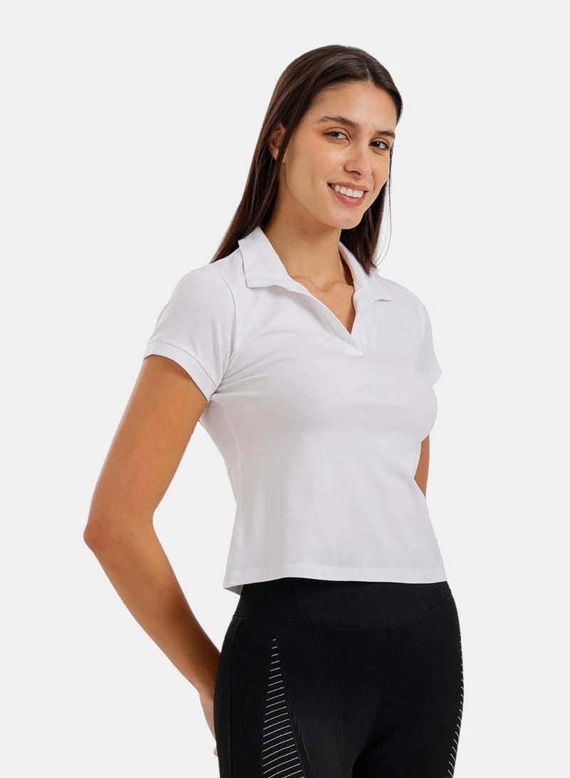 Carina Cropped Polo T-Shirt - Image 2