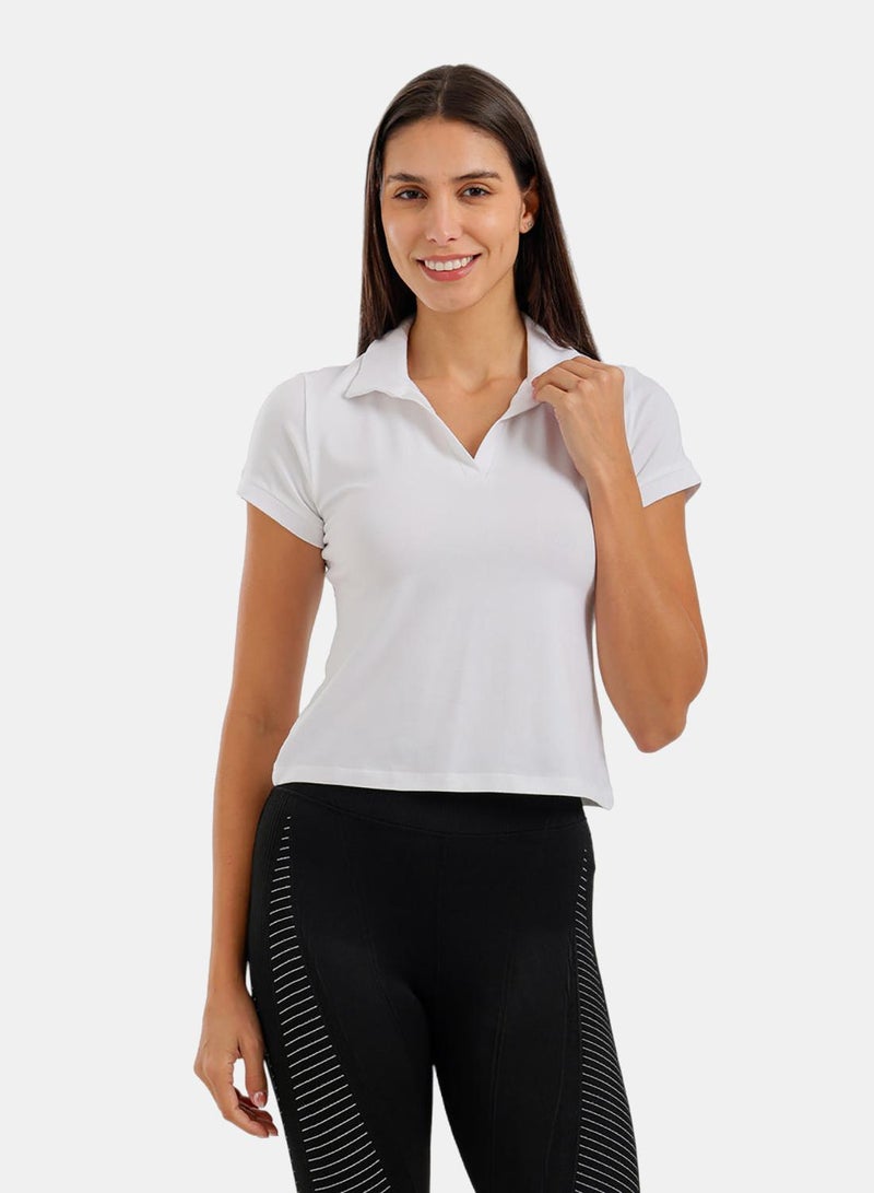 Carina Cropped Polo T-Shirt - Image 1