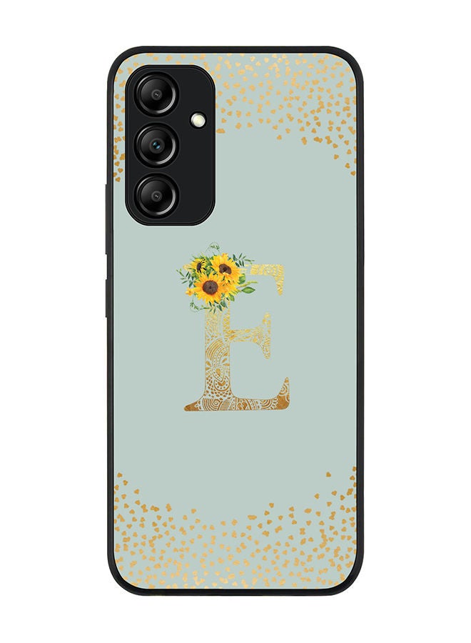 Stylizedd Rugged Black edge case for Samsung Galaxy A34 5G Slim fit Soft Case Flexible Rubber Edges Anti Drop TPU Gel Thin Cover - Custom Monogram Letter Floral Pattern Alphabet - E (Light Grey) - Image 1
