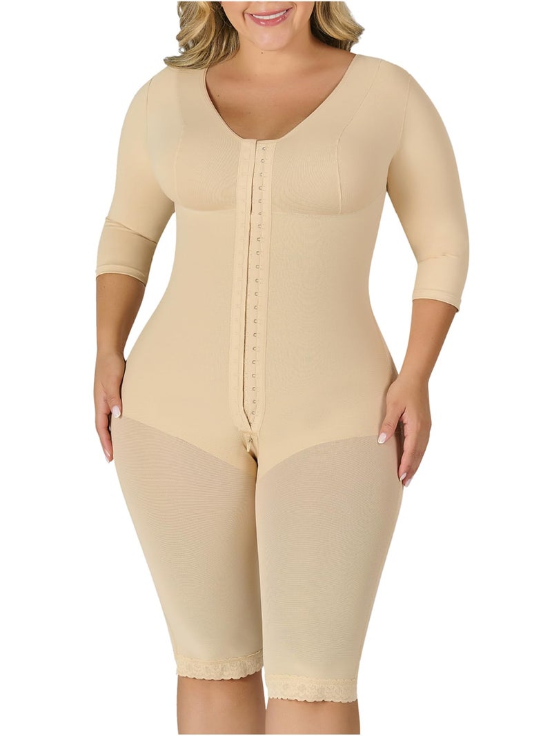 MD Fajas Colombianas Post Surgery Tummy Tuck Compression Garment for Women BBL Faja Beige L