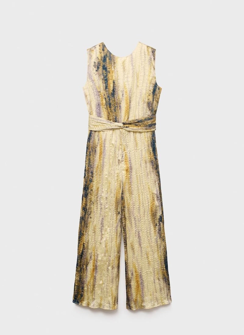 MANGO - Long Satin Textured Jumpsuit - Image 1