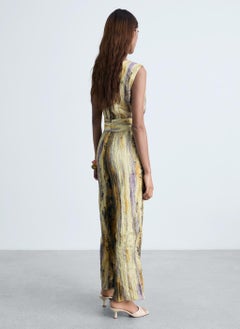 MANGO Long Satin Textured Jumpsuit  - Image 2