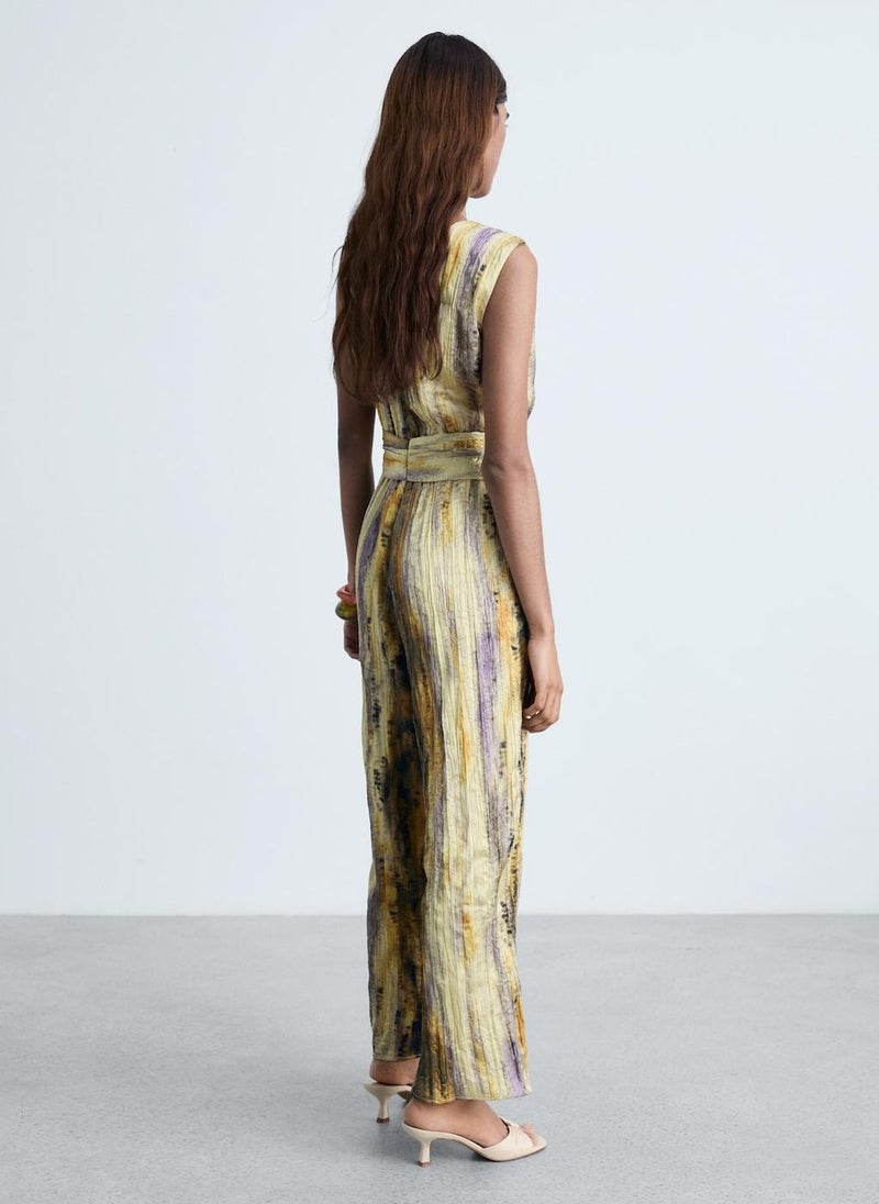 MANGO Long Satin Textured Jumpsuit  - Image 2