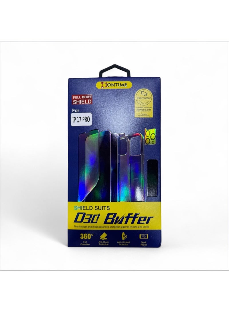 أونتايم بكج حماية شامل لجهاز ايفون 17 برو من شركة Ontime – غطاء + زجاج شاشة + واقي عدسة - Image 1