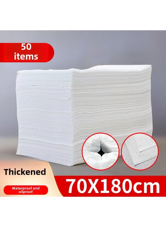 إسكدنيا ملاءة سرير للاستخدام مرة واحدة لصالونات التجميل مقاومة للماء والزيت قابلة للتنفس غير منسوجة سرير تدليك سميك متسخ 100 لون: 70*180 سم أبيض مقاوم للماء والزيت مع ثقوب 【50 قطعة】 - Image 1