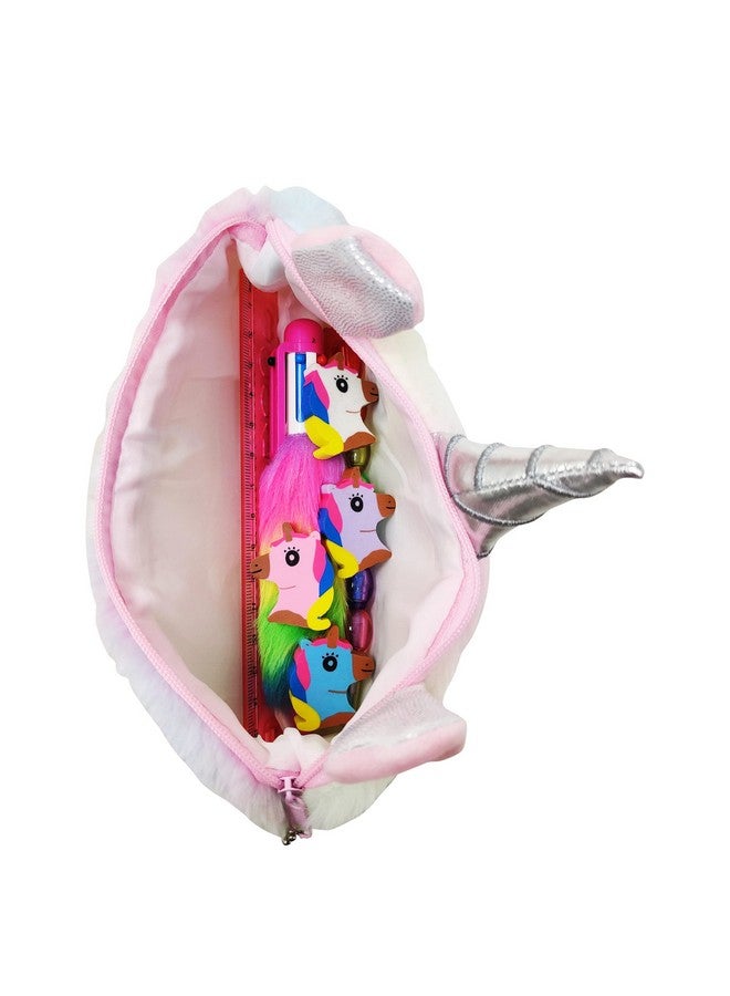 PARTEET Unicorn (Combo of 6 Items) 1 Fur Pouch, 1 Fer Pen, 2 Pencils, 1 Scale and 1 Packet Unicorn Eraser for Kids (Multicolor) - Image 3
