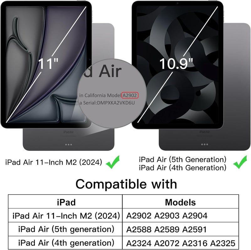 جي تيك حافظة لجهاز ايباد اير 11 بوصة M2 (2024)، ايباد اير 5/4 (10.9 بوصة، موديل 2022/2020)، غطاء شفاف ناعم من البولي يوريثان اللدن بالحرارة، مقاوم للصدمات، يدعم قلم رصاص برو/الشحن الثاني (أسود) - Image 2