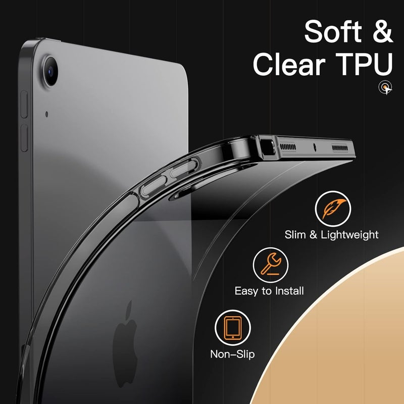 جي تيك حافظة لجهاز ايباد اير 11 بوصة M2 (2024)، ايباد اير 5/4 (10.9 بوصة، موديل 2022/2020)، غطاء شفاف ناعم من البولي يوريثان اللدن بالحرارة، مقاوم للصدمات، يدعم قلم رصاص برو/الشحن الثاني (أسود) - Image 3