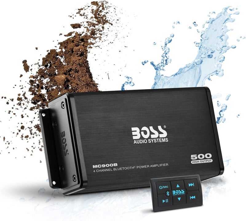 BOSS Audio Systems MC900B 4-Channel Bluetooth Amplifier - 500 Watts High Output for ATV, UTV, and Marine - Image 1