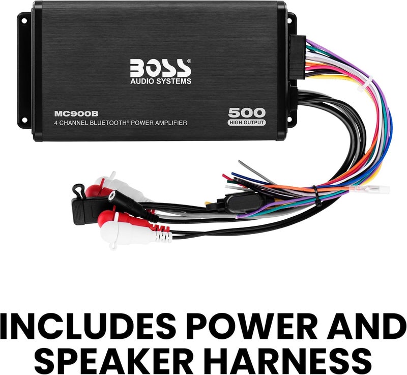 BOSS Audio Systems MC900B 4-Channel Bluetooth Amplifier - 500 Watts High Output for ATV, UTV, and Marine - Image 4