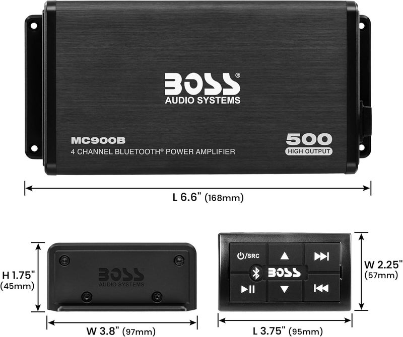 BOSS Audio Systems MC900B 4-Channel Bluetooth Amplifier - 500 Watts High Output for ATV, UTV, and Marine - Image 5