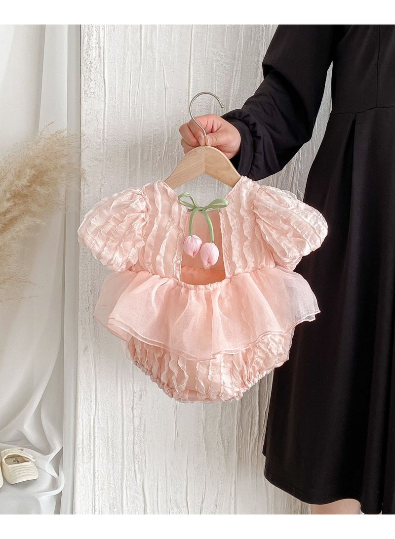 Infant Newborn Baby Girl Princess Tulip Romper Dress,Gift for Newborn Baby Girl, Baby Shower Gift, Elegant Tulle One-Piece Outfit, Perfect Gift - Image 1