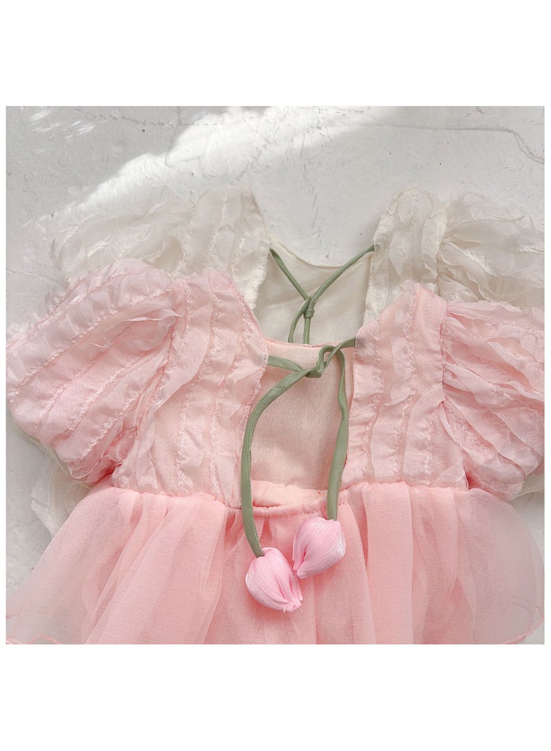 Infant Newborn Baby Girl Princess Tulip Romper Dress,Gift for Newborn Baby Girl, Baby Shower Gift, Elegant Tulle One-Piece Outfit, Perfect Gift - Image 2
