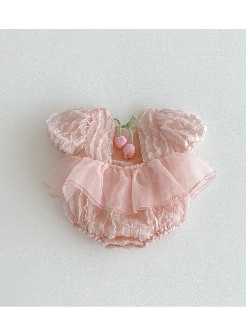 Infant Newborn Baby Girl Princess Tulip Romper Dress,Gift for Newborn Baby Girl, Baby Shower Gift, Elegant Tulle One-Piece Outfit, Perfect Gift - Image 4
