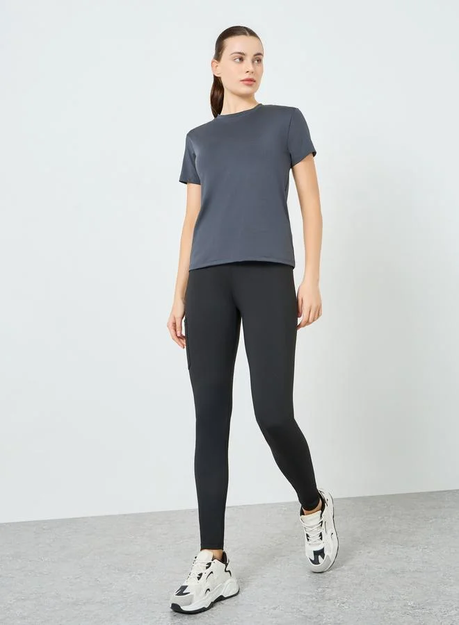 Styli Active Pack of 2 - Textured Basic Short Sleeve Top