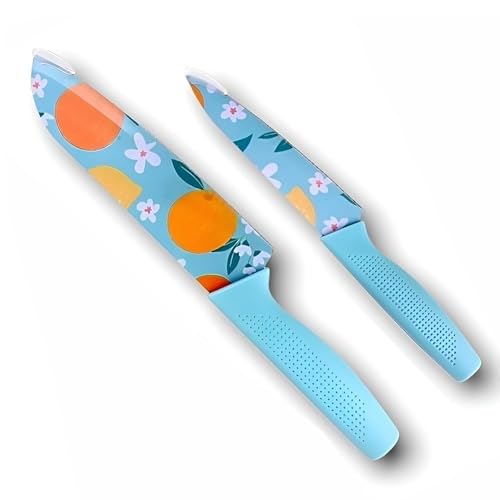 Agabani Japanese Knife & santoku Knife Set, Sharp Stainless Steel Chef Knife Set, Food Grade Non-Stick Coating Blue Knife Set, Best Use for Chopping, Vegetable Cutting & Chopping, (M-A+B) - Image 2