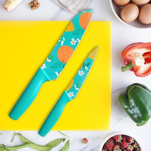 Agabani Japanese Knife & santoku Knife Set, Sharp Stainless Steel Chef Knife Set, Food Grade Non-Stick Coating Blue Knife Set, Best Use for Chopping, Vegetable Cutting & Chopping, (M-A+B) - Image 1