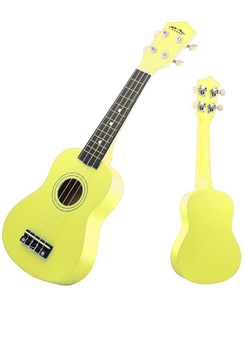 Mike Music - Beginner Ukulele Set for Kids Adults 21 inch Ukuleles Starter Kit Hawaii Mini Guitars for Students Small Guitar Ukulele with Gig Bag, Digital Tuner, Capo, Belt, 1 Spare String and Pick (Yellow) - Image 1