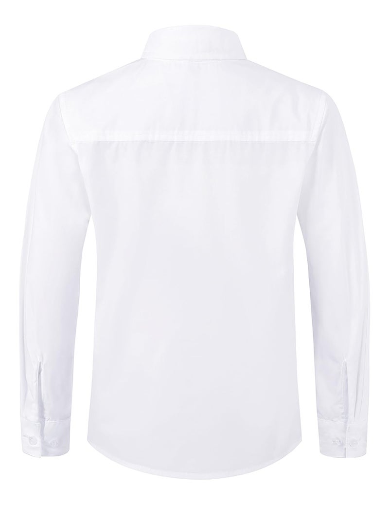 Spring&Gege Boys White Dress Shirts Long Sleeve Kids School Uniform Button Down Shirt Formal Poplin Size 16 - Image 4
