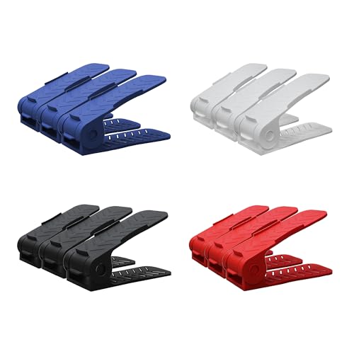Aditya polymers Plastic Pack Of 12 Pcs. - Adjustable Shoe Organizers/Organiser/Shoe Shelf/Rack/Slots/Holders/Space Saver/Double Deck/Layer/Storage Cum Organizer - Multicoloured, 27 X 10.5 X7.5 cm - Image 1