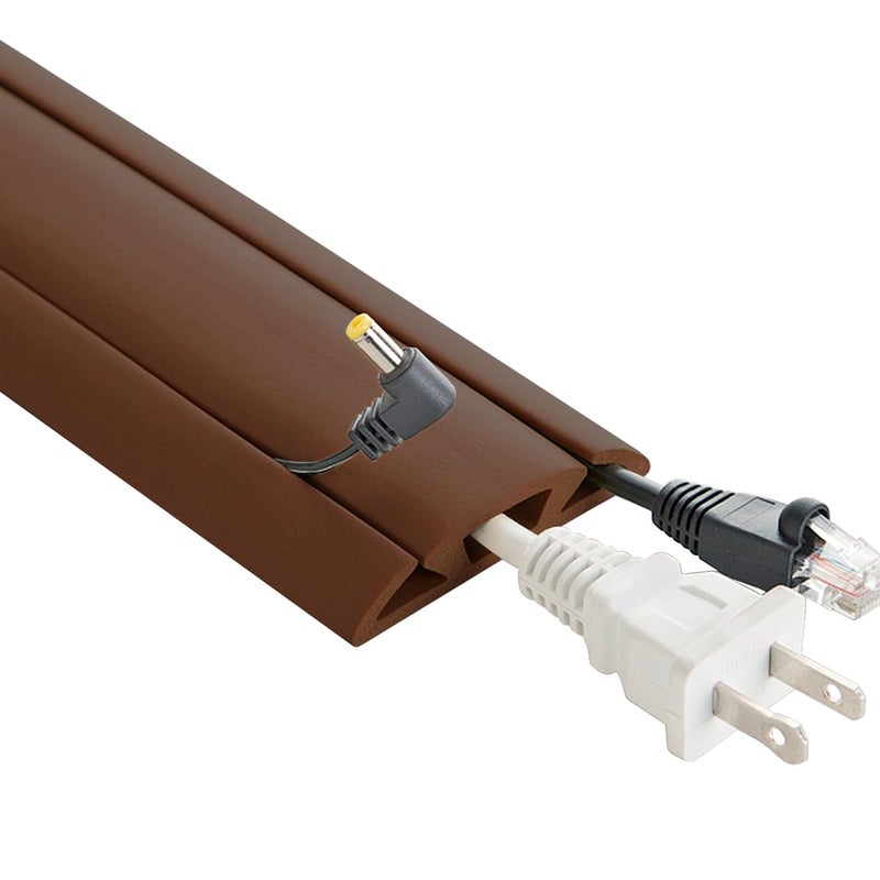 UT Wire 3-Channel Cord Protector & Concealer for Floor - 15 FT - Brown - Image 1