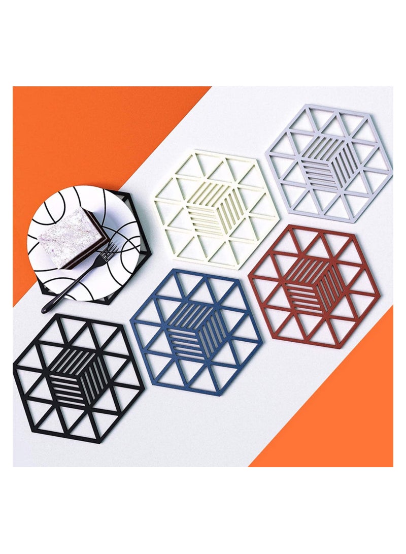 SYOSI Silicone Pot Holders Pads Silicone Table Mats Non Slip Pot Holder Coasters Cup Mat for Kitchen Cooking and Dining Table Pad Hot Pads Spoon Rest 6PCS - Image 3