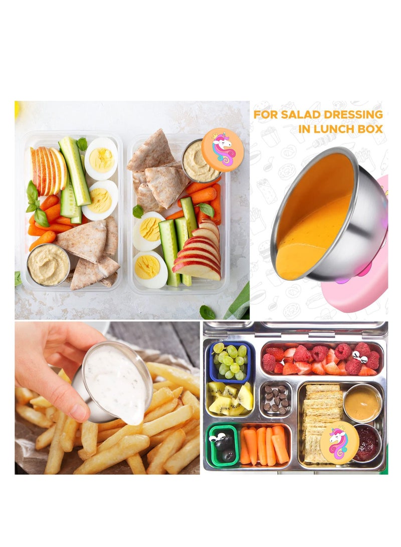 Y&D Salad Dressing Containers To Go, Small Condiment with Lids, Premium Silicone Lids Dipping Sauce Cups Leakproof for Girls Kids Lunch Bento Box, 6PCS - Image 3