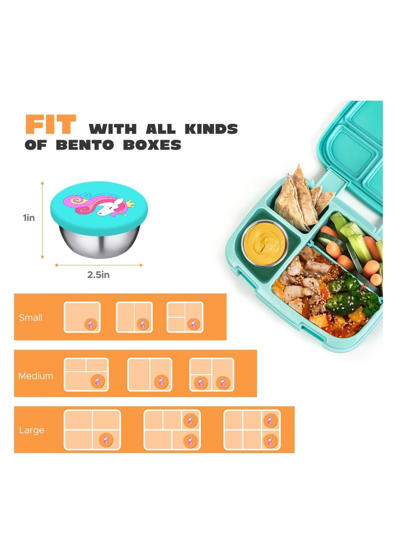 Y&D Salad Dressing Containers To Go, Small Condiment with Lids, Premium Silicone Lids Dipping Sauce Cups Leakproof for Girls Kids Lunch Bento Box, 6PCS - Image 4