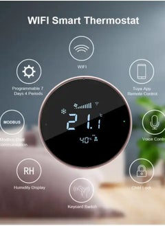 Eazyliv Eazyliv Tuya WiFi Smart Thermostat Rotary Dual  Ring Thermostat Air Conditioner Thermostat Temperature Controller 3 Speed  works with Alexa Echo Google Home(Golden)  - Image 2