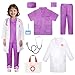 Meland Doctor Costume for Kids Kids Scrubs with Lab Coat Carry Bag Doctor Dress Up for Halloween Career Day Role PlayPurple56 Years - Image 3