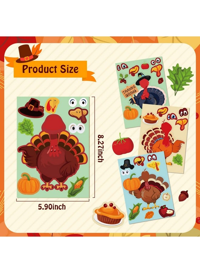 ماكس فن مجموعة من 48 ملصقًا لعيد الشكر للأطفال، ملصقات صنع الديك الرومي، الحرف اليدوية، ألعاب حفلات عيد الشكر، الأنشطة، اللوازم لحشو أكياس الحلوى - Image 2