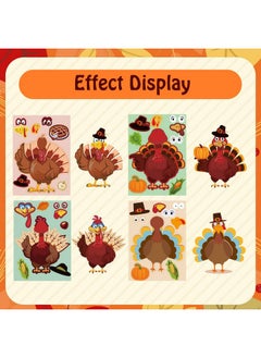 Max Fun 48 Pack Thanksgiving Stickers For Kids Make-A-Turkey Stickers Crafts Thanksgiving Party Games Activities Supplies For Goody Bag Filler  - Image 5